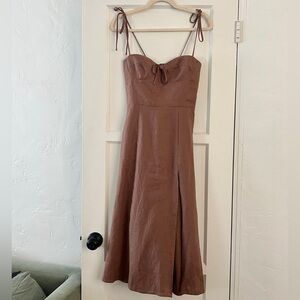 NWOT Reformation Joyce Fit and Flare Linen Dress Brown Size 0